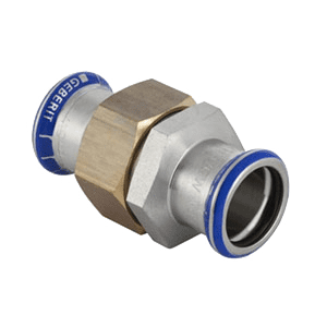 Mapress stainless steel 316, straight 3-part coupling, 2 x press
