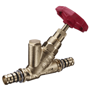 Stop valve bronze, Mepla connection. Type 1904, with drain valve