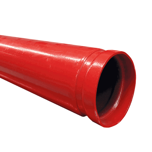 Flame pipe RAL 3000 red (powder coating) grooved on both sides