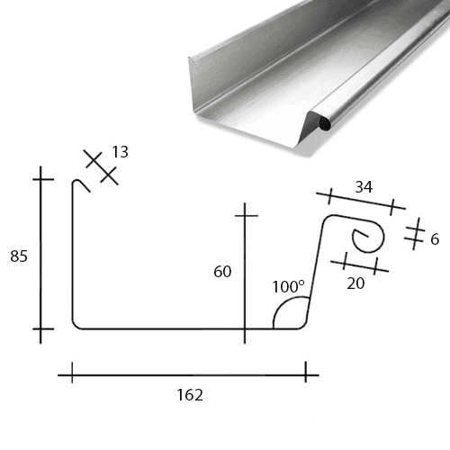 391403 RZ WB box gutter B37 L=3mtr ppm