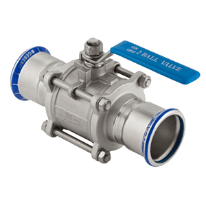 Mapress stainless steel 316, FKM blue, ball valve with flanges