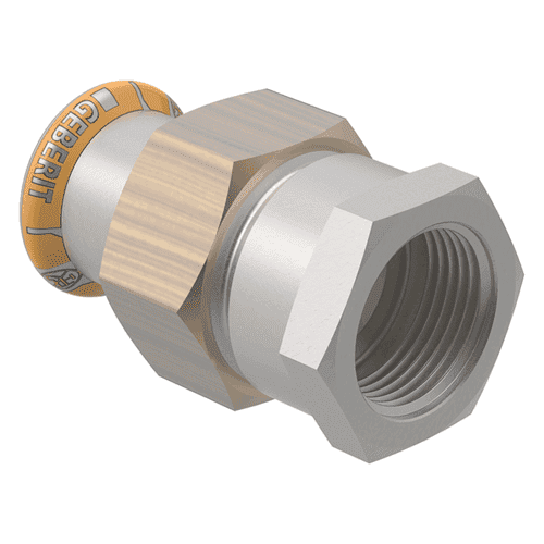 Geberit Mapress Therm stainless steel 304, straight coupling with press socket and female thread