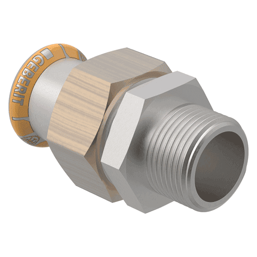 Geberit Mapress Therm stainless steel 304, straight coupling with press socket and male thread