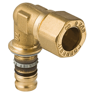 Mepla adaptor bend 90° with compression fitting