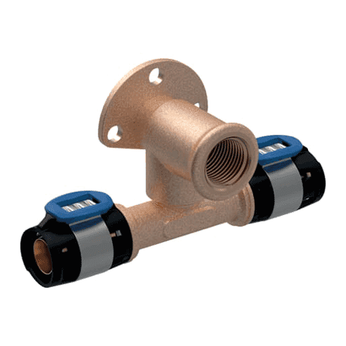 Geberit FlowFit double tap connector 90°, with offset