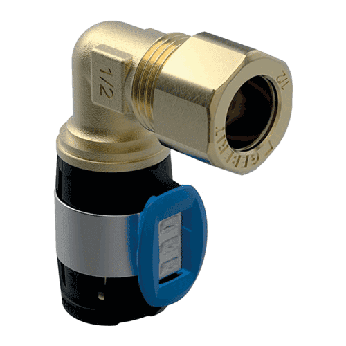 Geberit FlowFit 90° adaptor elbow with compression fitting