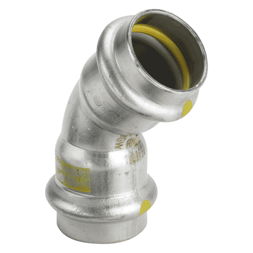 Viega Sanpress Inox stainless steel gas elbow 45 deg with SC-Contur, 2x press