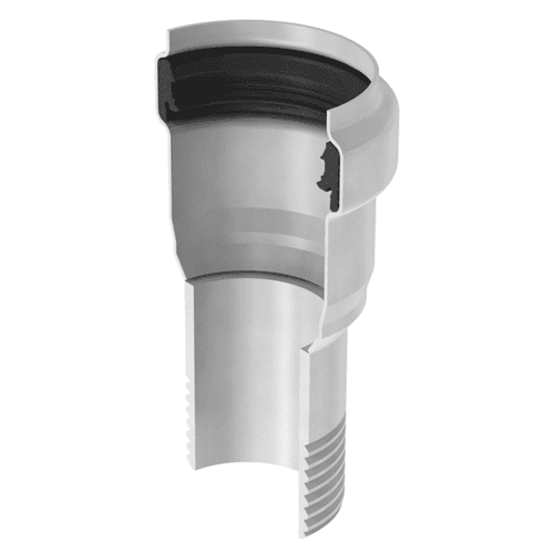 Stainless steel socket with external screw thread