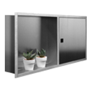 LoooX stainless steel niche shelf, with door