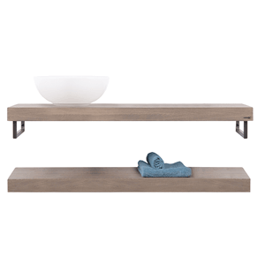 LoooX Wooden Base Shelf Duo x 120cm old grey, handdoekhouder RVS