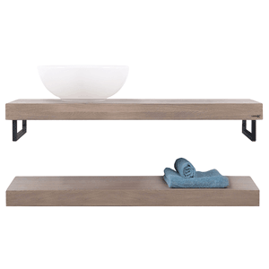 LoooX Wooden Base Shelf Duo x 100cm old grey, handdoekhouder mat-zwart