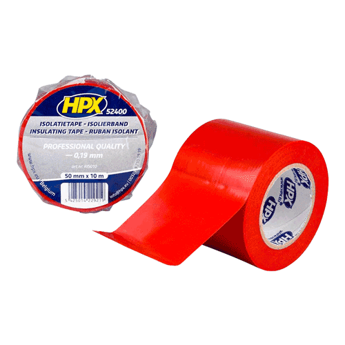 610122 Isol.tape pvc 50mm rol  10mtr rood