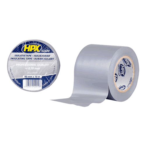 610125 Isol.tape pvc 50mm rol  10mtr grijs