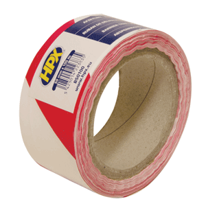 610301 Afzetlint rood/wit 50mm rol 100mtr