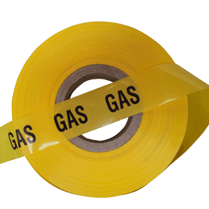 612001 Mark.tape yel. gas roll of 250mtr