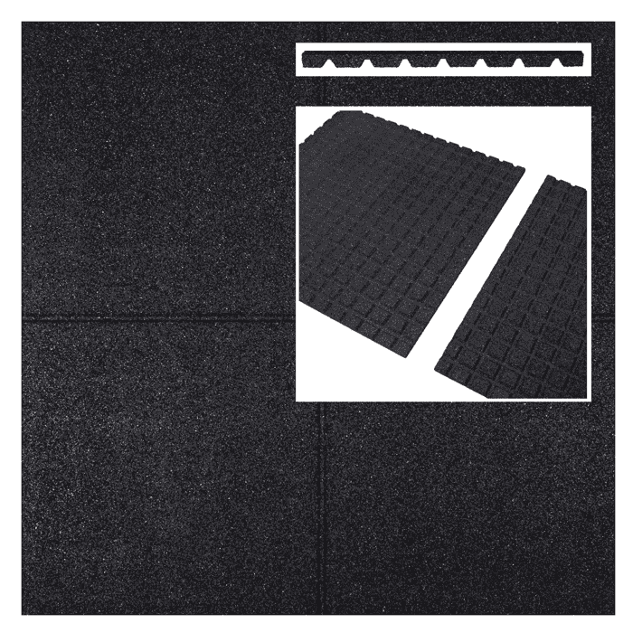 612125 Rubber tile 50x50x2.5 cm black