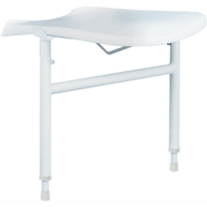 Linido floor support for shower seat, coated steel, white, 90 / 150 cm