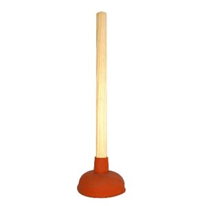 Sink plunger with wooden handle