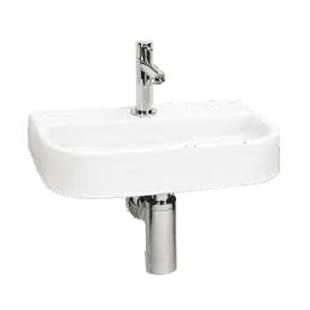 WaSani small hand basin set D-side, 38 x 24 x 7 cm, tap middle
