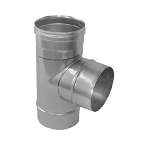 Stainless steel single-walled 87° T-piece, 80 mm