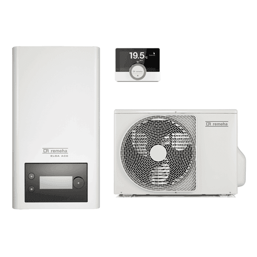 Remeha lucht/water warmtepomp Elga Ace, binnenunit + buitenunit en thermostaat eTwist V3