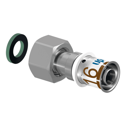 Uponor S-Press PLUS threaded coupling with coupling nut, f.thr. 16 x 1/2"