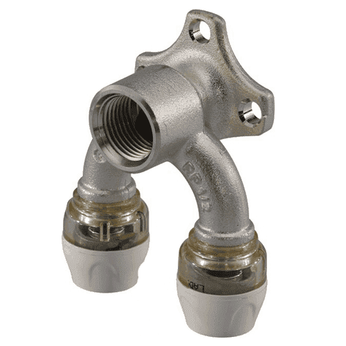 Uponor Smart Aqua U-tap elbow, wall plate, 16-1/2" f.thr.