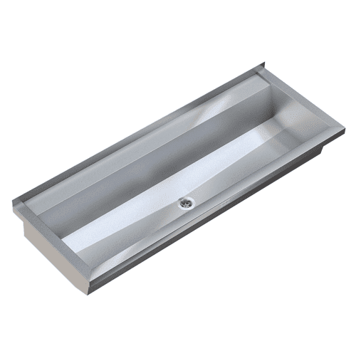 KWC Planox stainless steel wash trough, recessed tap ledge