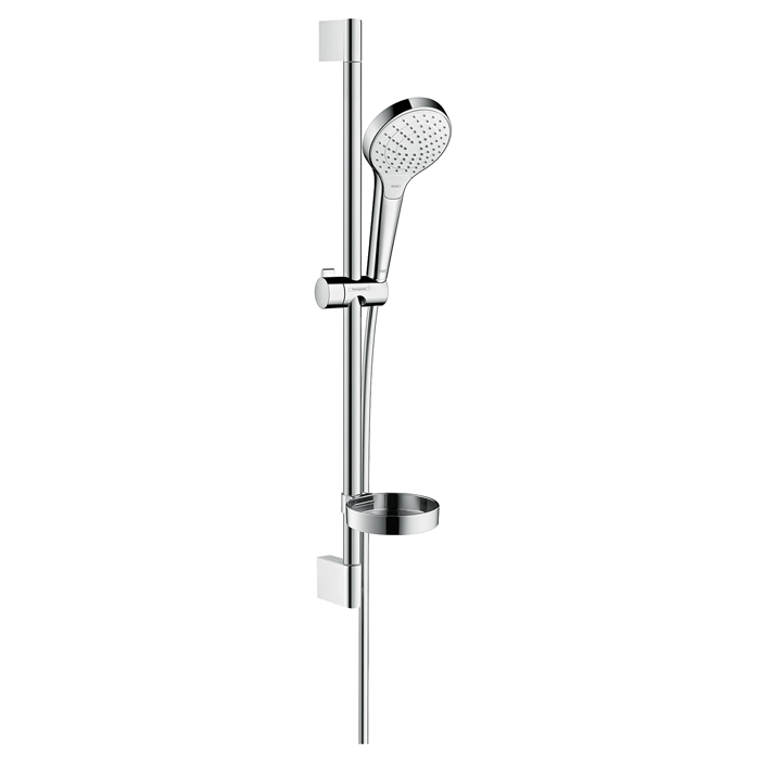 Hansgrohe Croma Select S shower set Vario with Croma Unica shower riser rail and soap dish