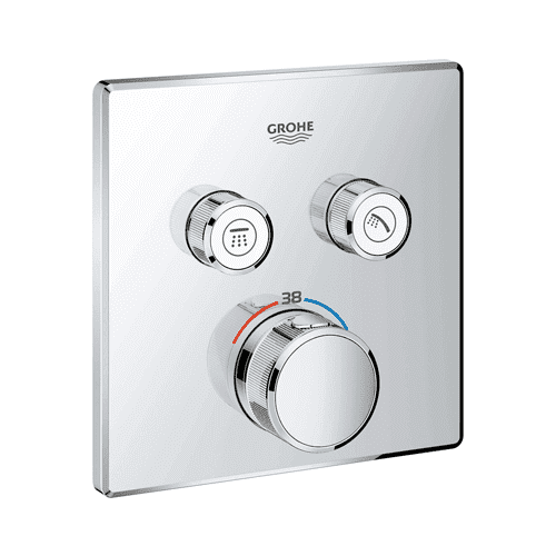GROHE Grohtherm SmartControl thermostatic mixer tap front plate, square (with diverter)