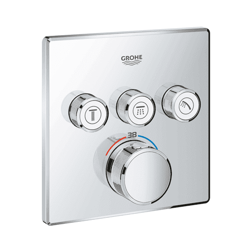 GROHE Grohtherm SmartControl thermostatic mixer tap front plate, square (with 3 diverters)