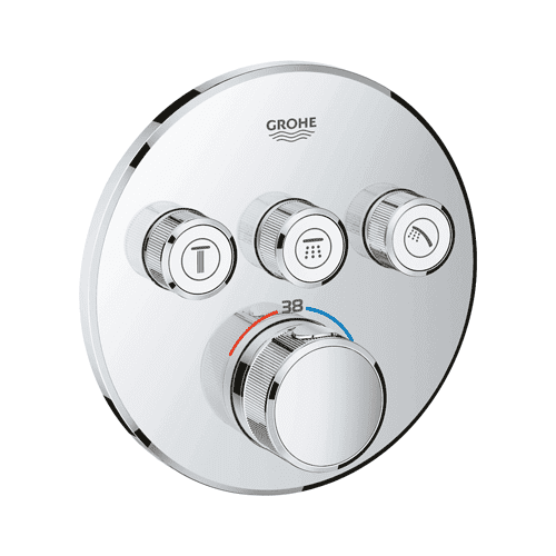 GROHE Grohtherm SmartControl thermostatic mixer tap front plate, round (with 3 diverters)