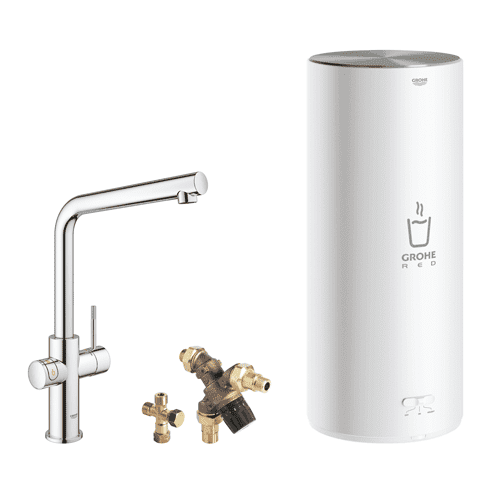 Alfabet Læs komplikationer GROHE Red Duo kitchen mixer tap with Combi boiler and L spout, chrome,  693417 | Wholesale Van Walraven