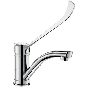 Mechanical hand basin mixer tap with swivel spout