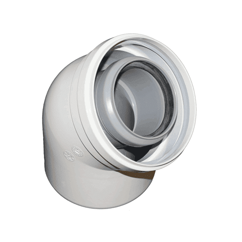 BuHo Twinsafe PP smooth concentric bend, white, flue vent