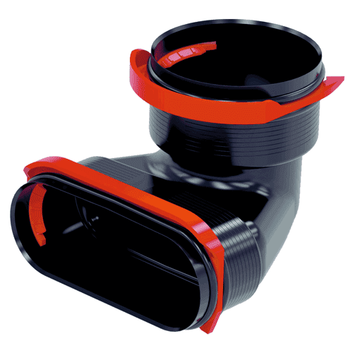 Zehnder ComfoFit overgangsbocht 90gr van Flat 51 naar ComfoTube 90 RLC