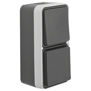 Single combination wall-mounted switch with hinged lid, grey