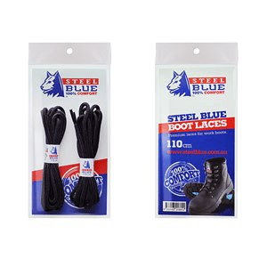 921111 Steel blue laces black 140cm 2pr