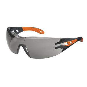 safety glasses, pheos, grey lenses, orange black