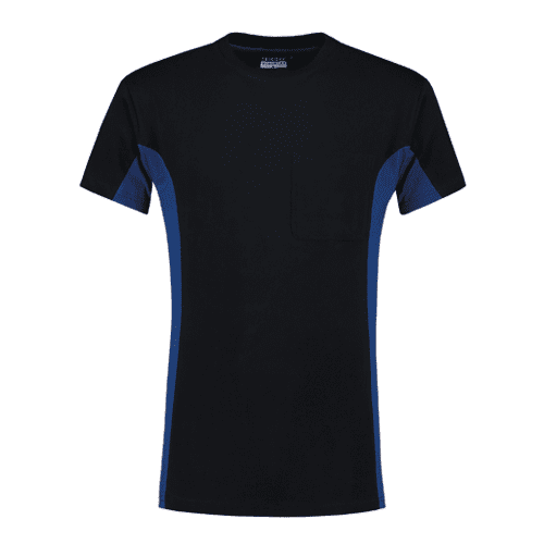 Tricorp T-shirt Bicolor with chest pocket - navy/royal blue