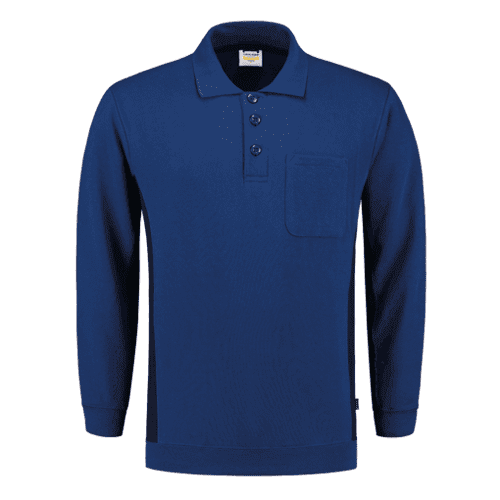 Tricorp polosweater Bicolor met borstzak - royal blue/navy
