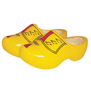 yellow wooden clogs