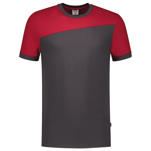 Tricorp T-shirt bicolor naden, darkgrey-red