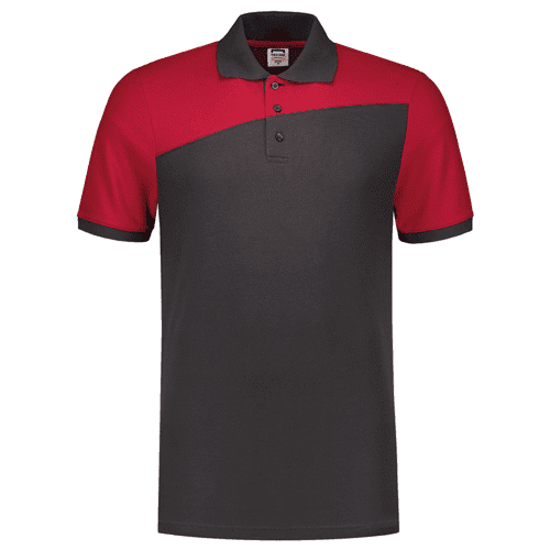 924139 Poloshirt bicolor dgrey red m