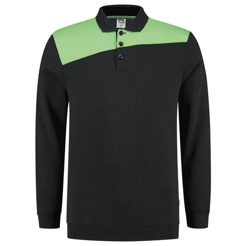 924177 Polosweater bicolor blacklime xl