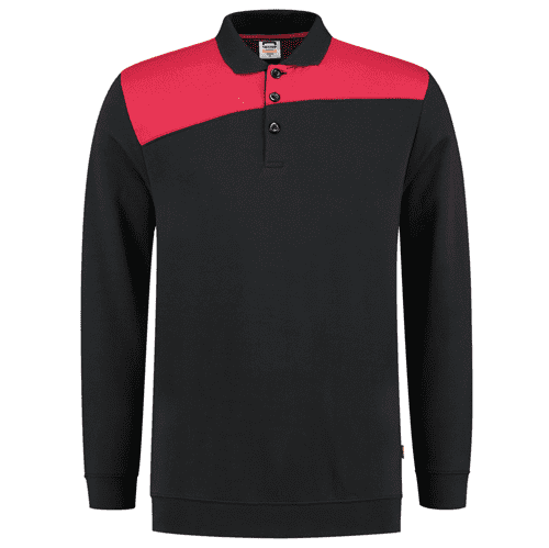 Tricorp polosweater bicolor naden, black-red