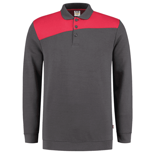 Tricorp polosweater bicolor naden, darkgrey-red