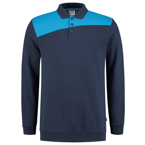 924223 Polosweater bicolor ink turq m