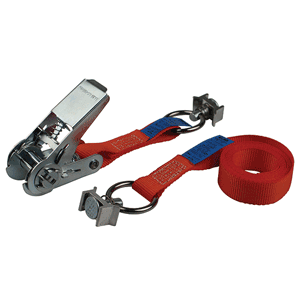Lashing strap 25 mm, strong with ratchet and fitting for loading rail