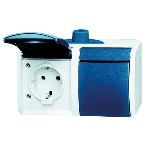 ABB Busch-Jaeger Ocean horizontal socket outlet with earth connection IP44, dual